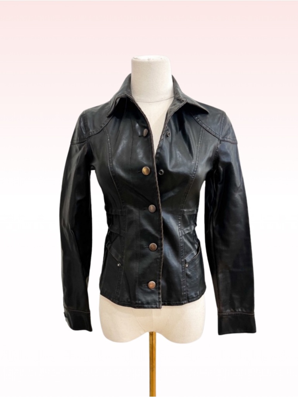 PARIS BLUES Brown Faux Leather Jacket (Sz XS)
